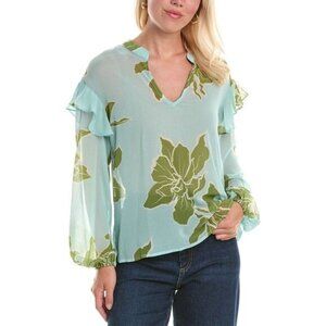NWT Hutch Milo Floral Blouse Top in Green Anthropologie Size MEDIUM